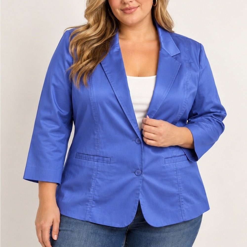 Lane Bryant Blue 2-Button Blazer Plus Size 26 Professional Office Interview